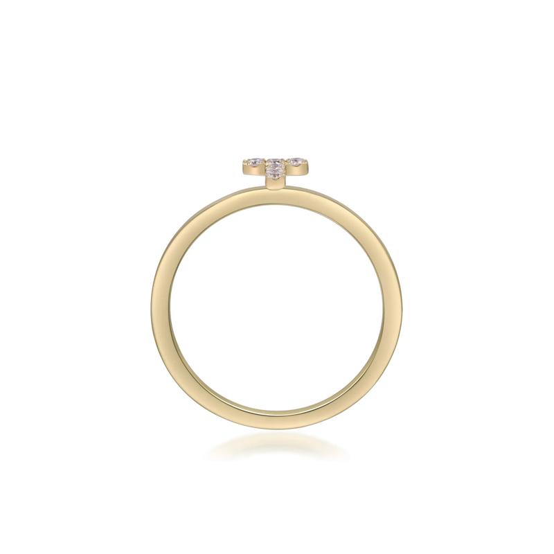 Diamond Accent &quot;T&quot; Initial Ring in 10K Yellow Gold – Image 2 of 5