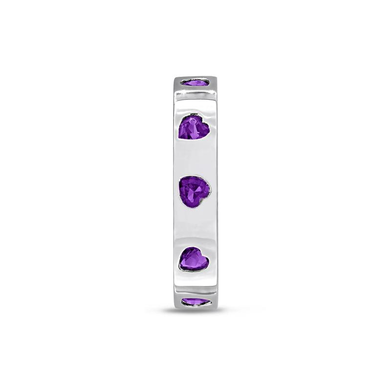 Heart-Shaped Amethyst Eternity Band in Sterling Silver – Image 3 of 7