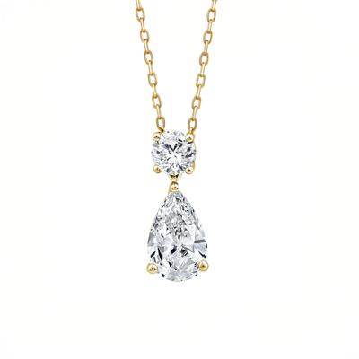 Lab Grown Diamond Pear-Shaped and Round Necklace in 10K Yellow Gold (1 1/2 ct. tw.)