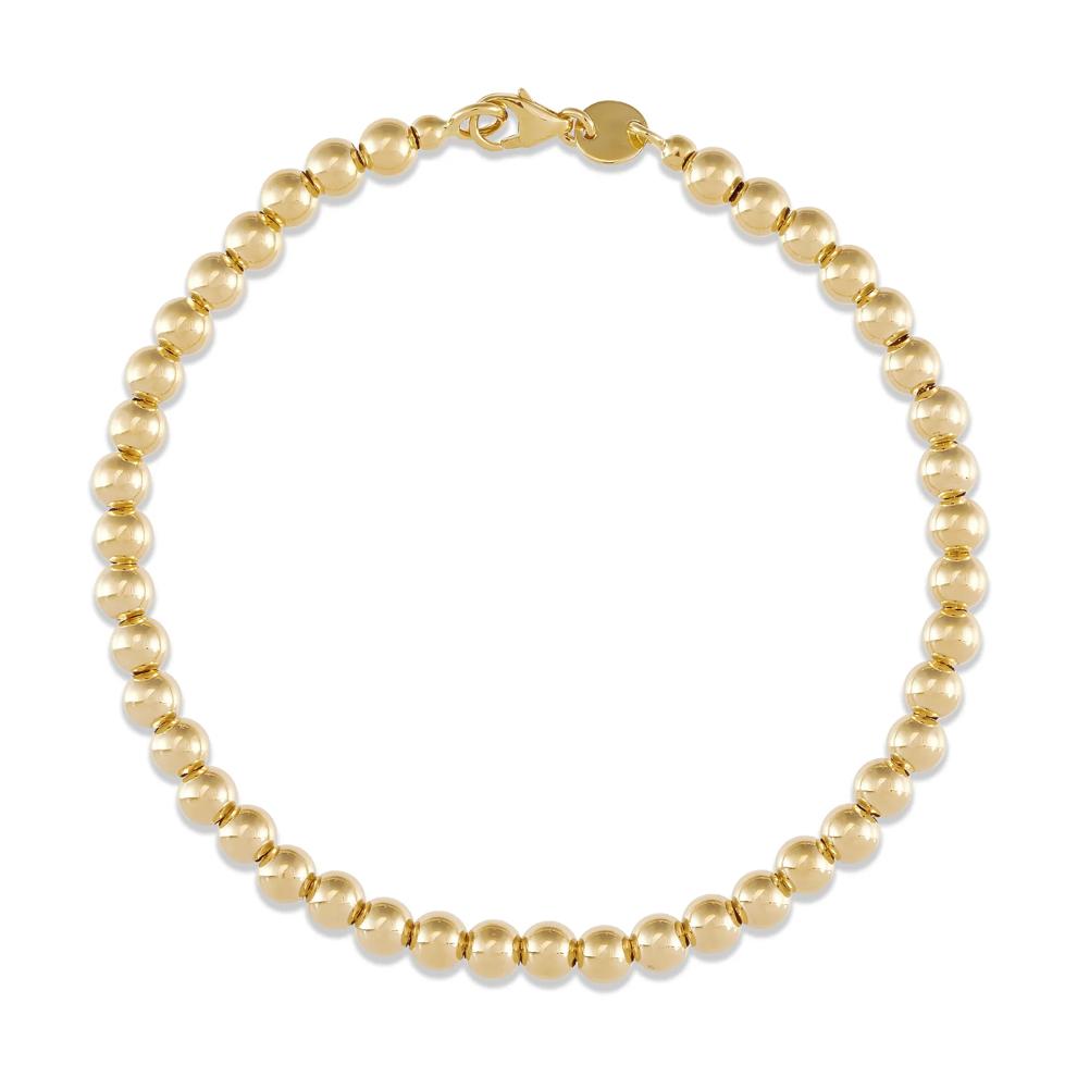 Polished Beaded Line Bracelet in 14K Yellow Gold, 7.25" – Image 2 of 2