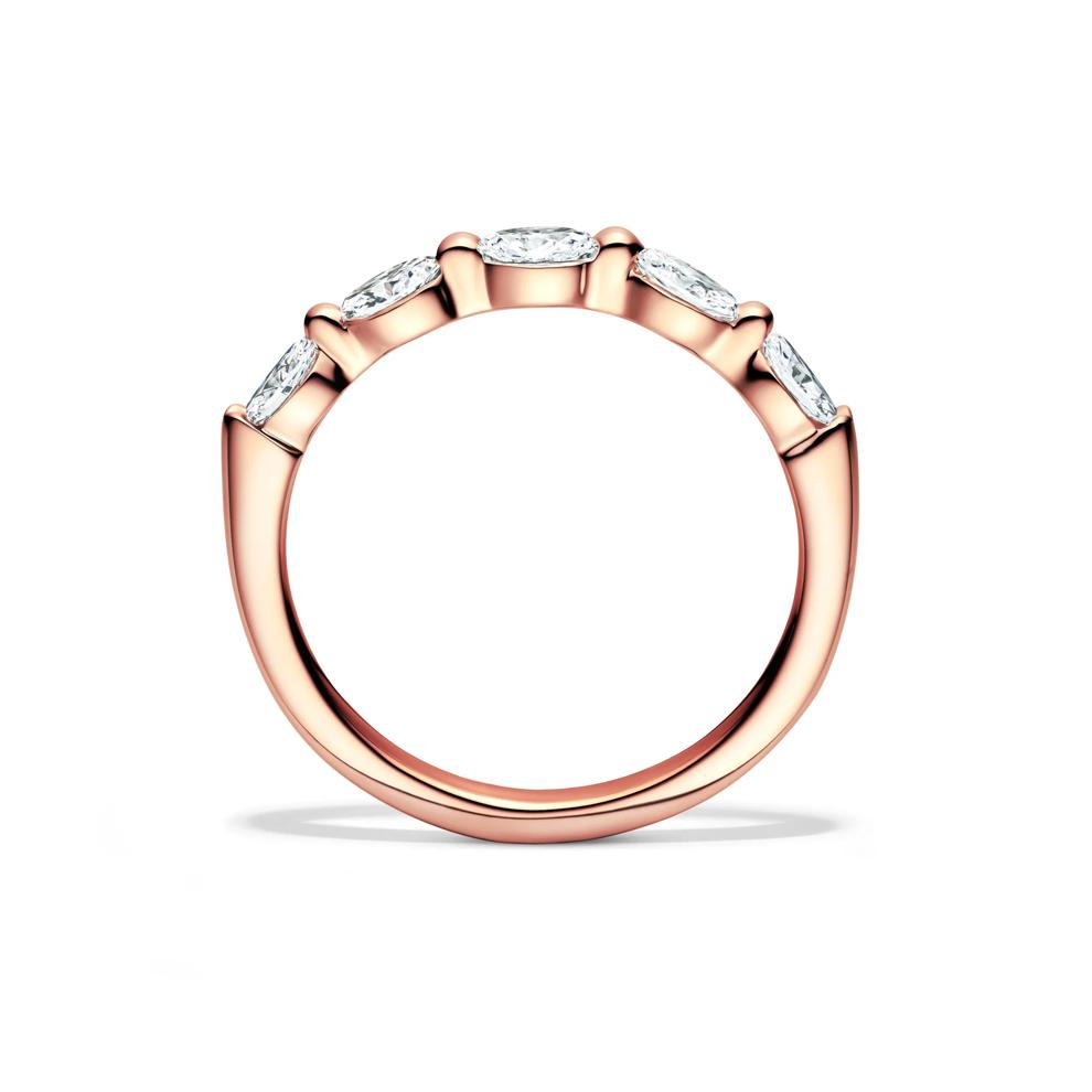 Lab Grown Diamond Marquise-Cut 5-Stone Anniversary Band in 14K Rose Gold (1/2 ct. tw.) – Image 2 of 4