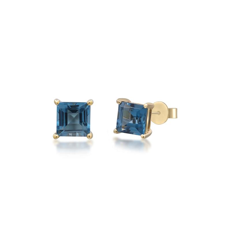 London Blue Topaz Studs in 10K Yellow Gold – Image 2 of 4