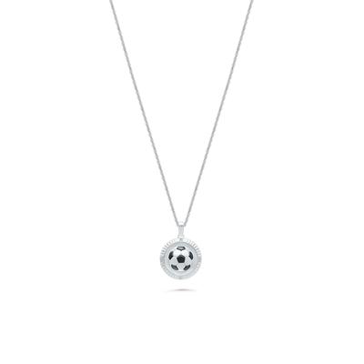 Diamond Accent Soccer Ball Medallion Pendant Necklace in Sterling Silver