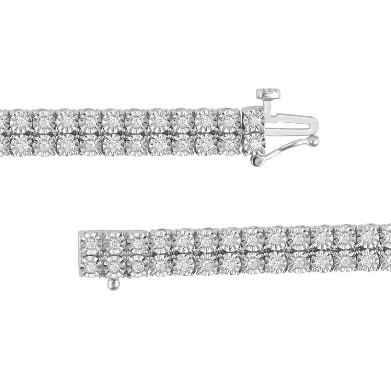 Diamond Two-Row Tennis Bracelet in Sterling Silver, 8.25&quot; &#40;1 ct. tw.&#41; – Image 2 of 2