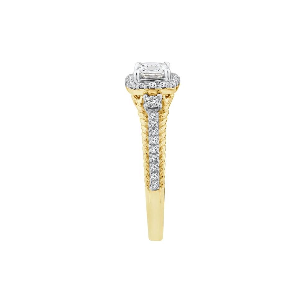 Princess-Cut Diamond Halo Engagement Ring in 14K Yellow Gold (3/4 ct. tw.) – Image 3 of 3