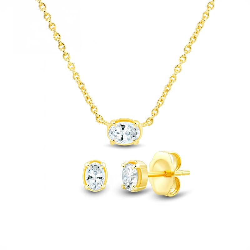 Lab Grown Diamond Oval Box Set in Vermeil &#40;3/8 ct. tw.&#41; – Image 1 of 8