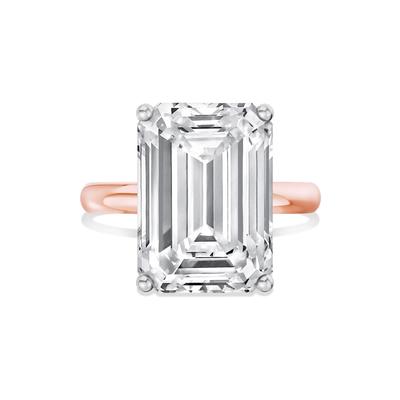 Lab Grown Diamond Emerald-Cut Solitaire Ring in 14K Rose & White Gold (10 ct.)