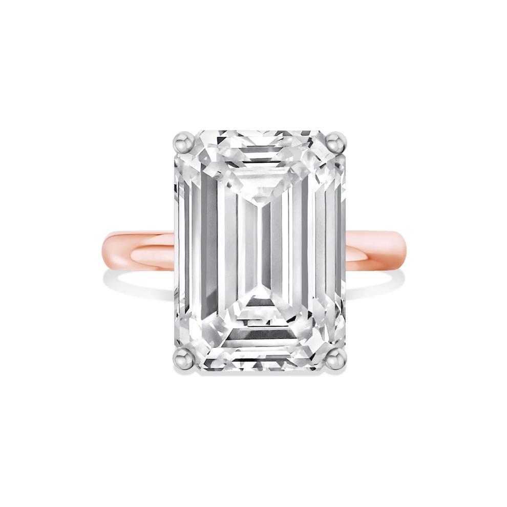 Lab Grown Diamond Emerald-Cut Solitaire Ring in 14K Rose &amp; White Gold (10 ct.) – Image 1 of 3
