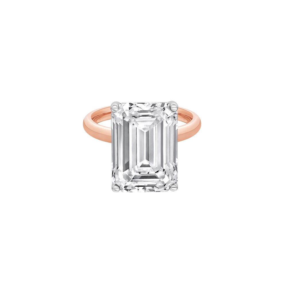 Lab Grown Diamond Emerald-Cut Solitaire Ring in 14K Rose &amp; White Gold (10 ct.) – Image 1 of 3