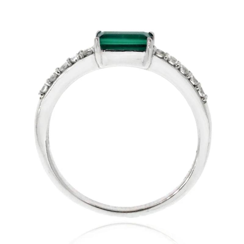 Lab Created Emerald &amp; White Sapphire Stack Ring in Sterling Silver – Image 2 of 4