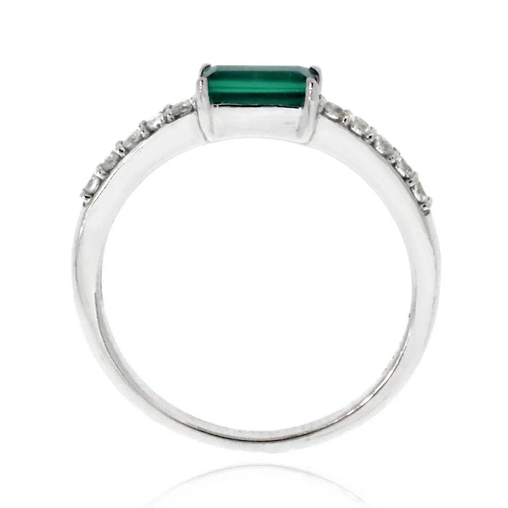 Lab Created Emerald &amp; White Sapphire Stack Ring in Sterling Silver – Image 2 of 4