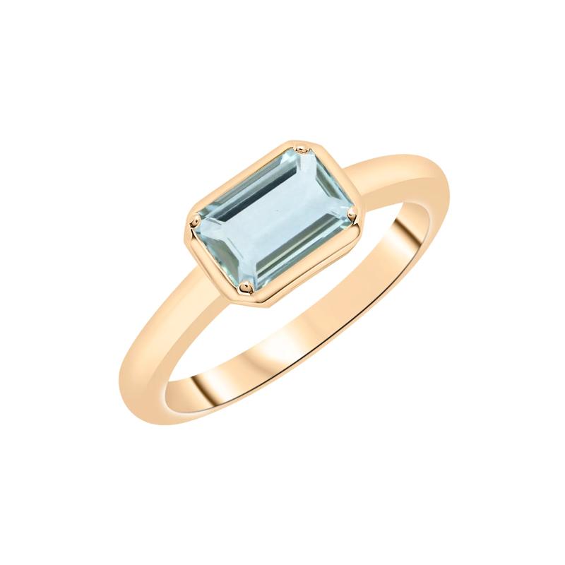 Aquamarine Emerald-Cut Cocktail Ring in Vermeil – Image 5 of 6