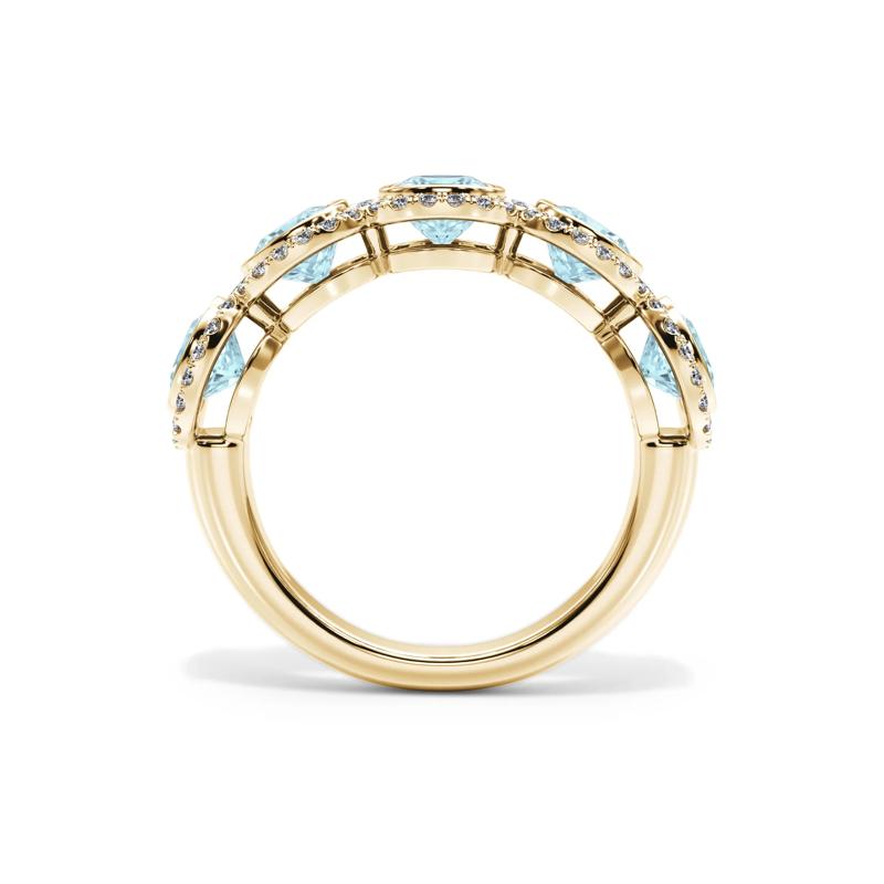 Lab Grown Diamond Blue Cushion-Cut &amp; Round Anniversary Band in 14K Yellow Gold &#40;3 ct. tw.&#41; – Image 2 of 4