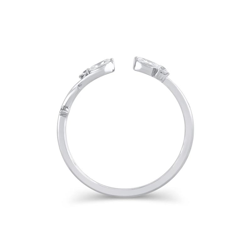 Lab Grown Diamond Round &amp; Marquise Open Stacking Ring in 14K White Gold &#40;1/7 ct. tw.&#41; – Image 2 of 3