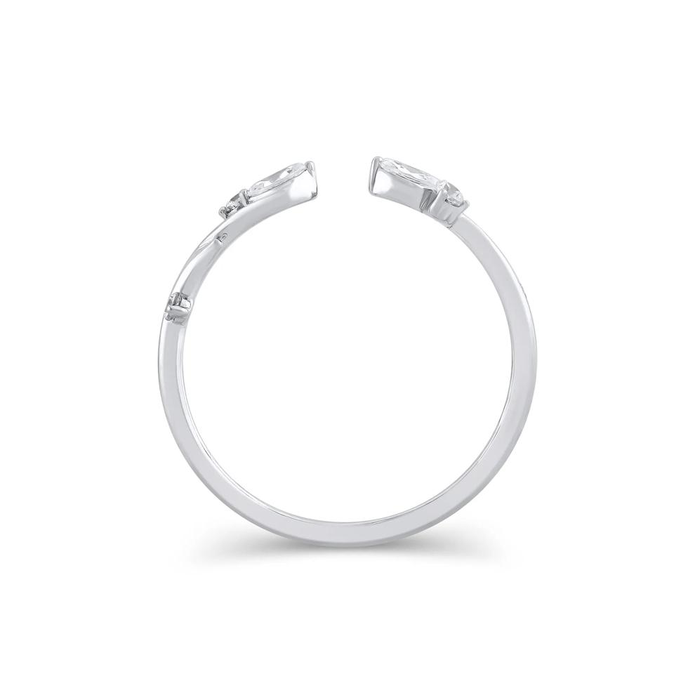 Lab Grown Diamond Round &amp; Marquise Open Stacking Ring in 14K White Gold (1/7 ct. tw.) – Image 2 of 3