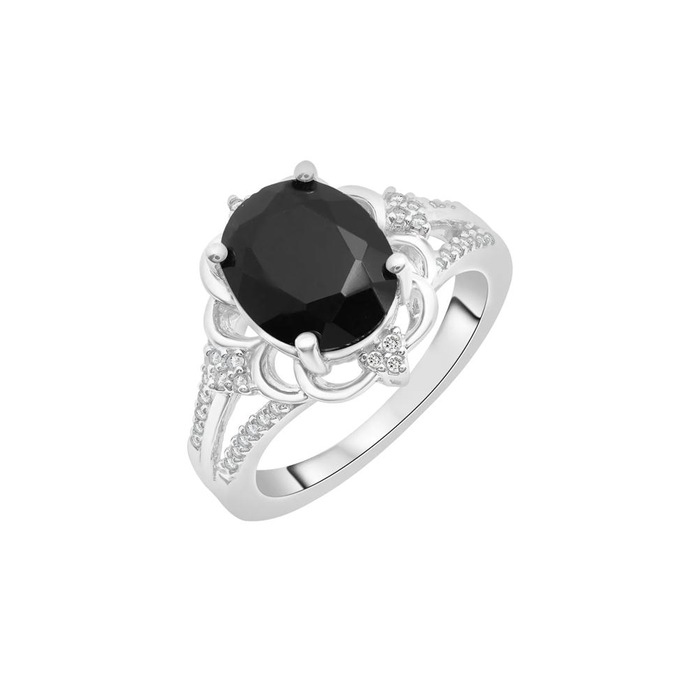 Onyx and Diamond Cocktail Ring in Sterling Silver (1/10 ct. tw.) – Image 5 of 5