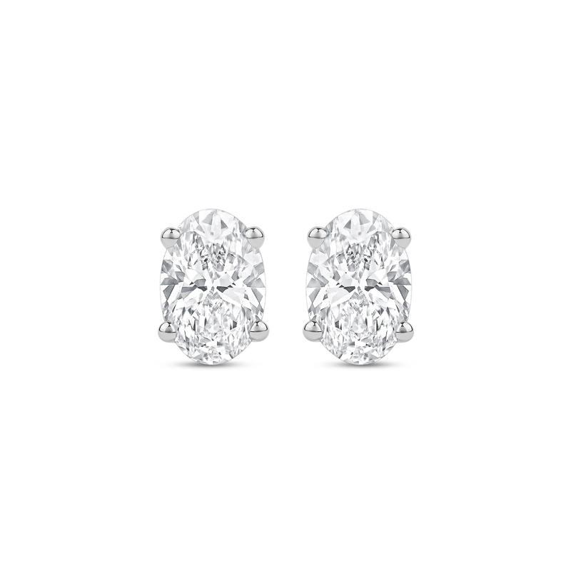 Lab Grown Diamond Oval-Shaped Solitaire Stud Earrings in 14K White Gold &#40;2 ct. tw.&#41; – Image 2 of 3