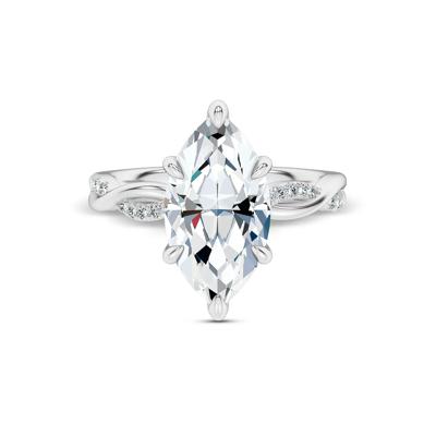Lab Grown Diamond Marquise Center Twist Shank Engagement Ring in 14K White Gold (3 ct. tw.)