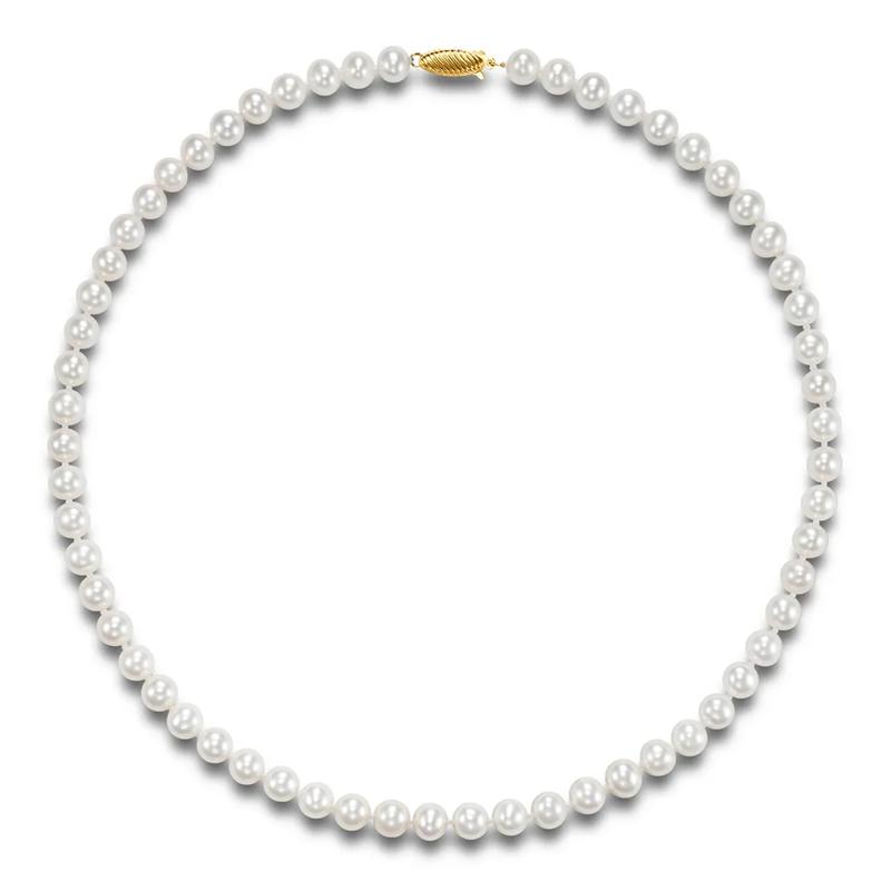 Cultured Freshwater Pearl Necklace in 14K Yellow Gold, 7mm, 18&rdquo; – Image 2 of 3