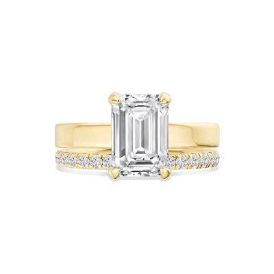 Lab Grown Diamond Emerald-Cut Center Engagement Set in 14K Yellow Gold (4 ct. tw.)