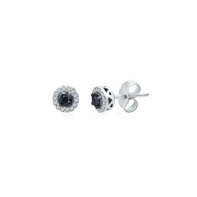 1/4 ct. tw. Black & White Diamond Halo Stud Earrings in Sterling Silver