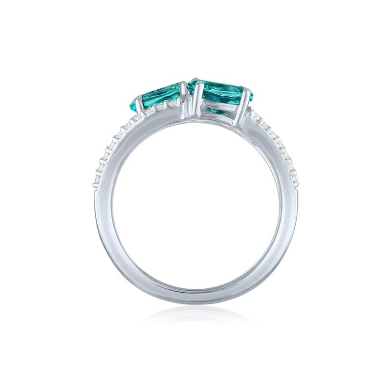 Teal Apatite and Diamond Multi-Row Ring in Sterling Silver &#40;1/4 ct. tw.&#41; – Image 2 of 4