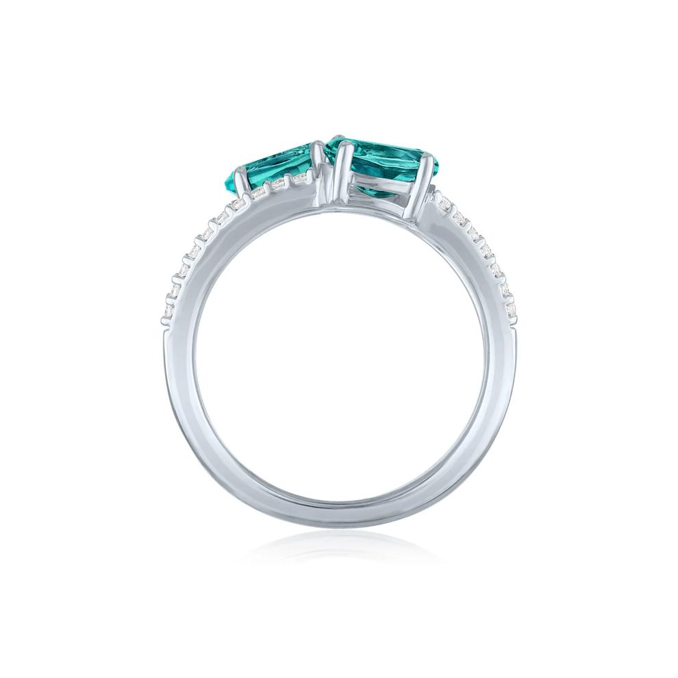 Teal Apatite and Diamond Multi-Row Ring in Sterling Silver (1/4 ct. tw.) – Image 2 of 4