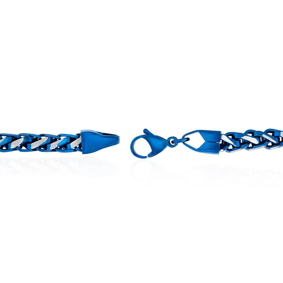 Wheat Link Chain Bracelet in Blue Ion-Plated Stainless Steel, 6MM, 8.5" – Image 2 of 4