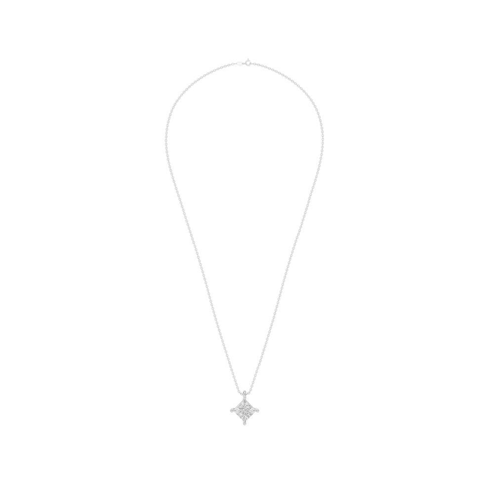 Lab Grown Princess-Cut Diamond Illusion Pendant in 10K White Gold (1/4 ct. tw.) – Image 3 of 4