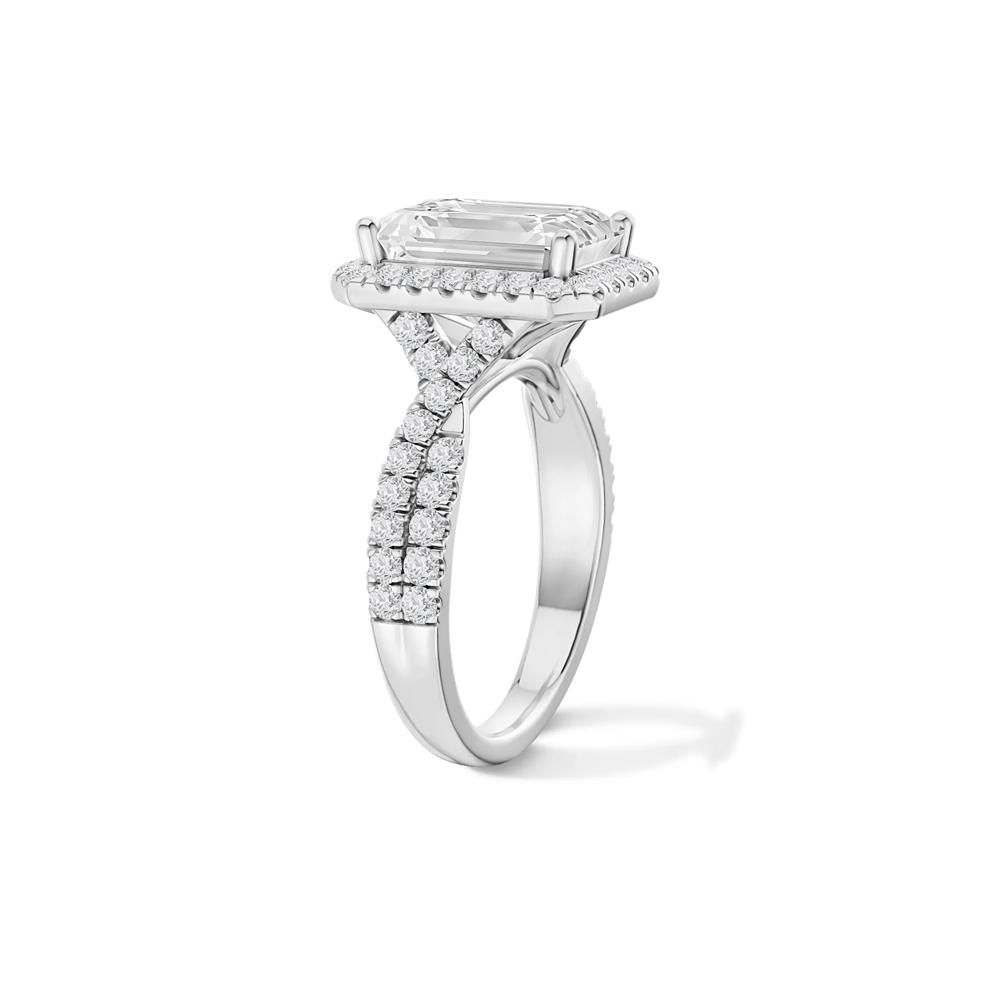 Lab Grown Diamond Emerald-Cut Halo Center Engagement Ring in 14K White Gold (4 3/4 ct. tw.) – Image 3 of 4