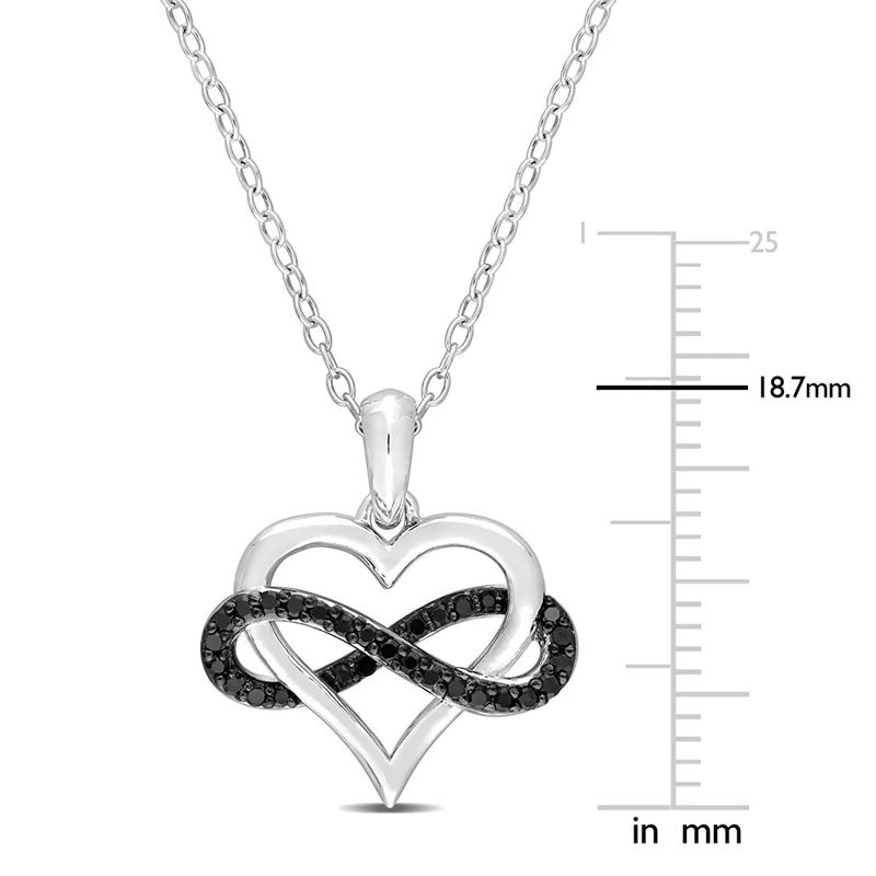 Black Diamond Infinity Heart Pendant in Sterling Silver &#40;1/7 ct. tw.&#41; – Image 2 of 3