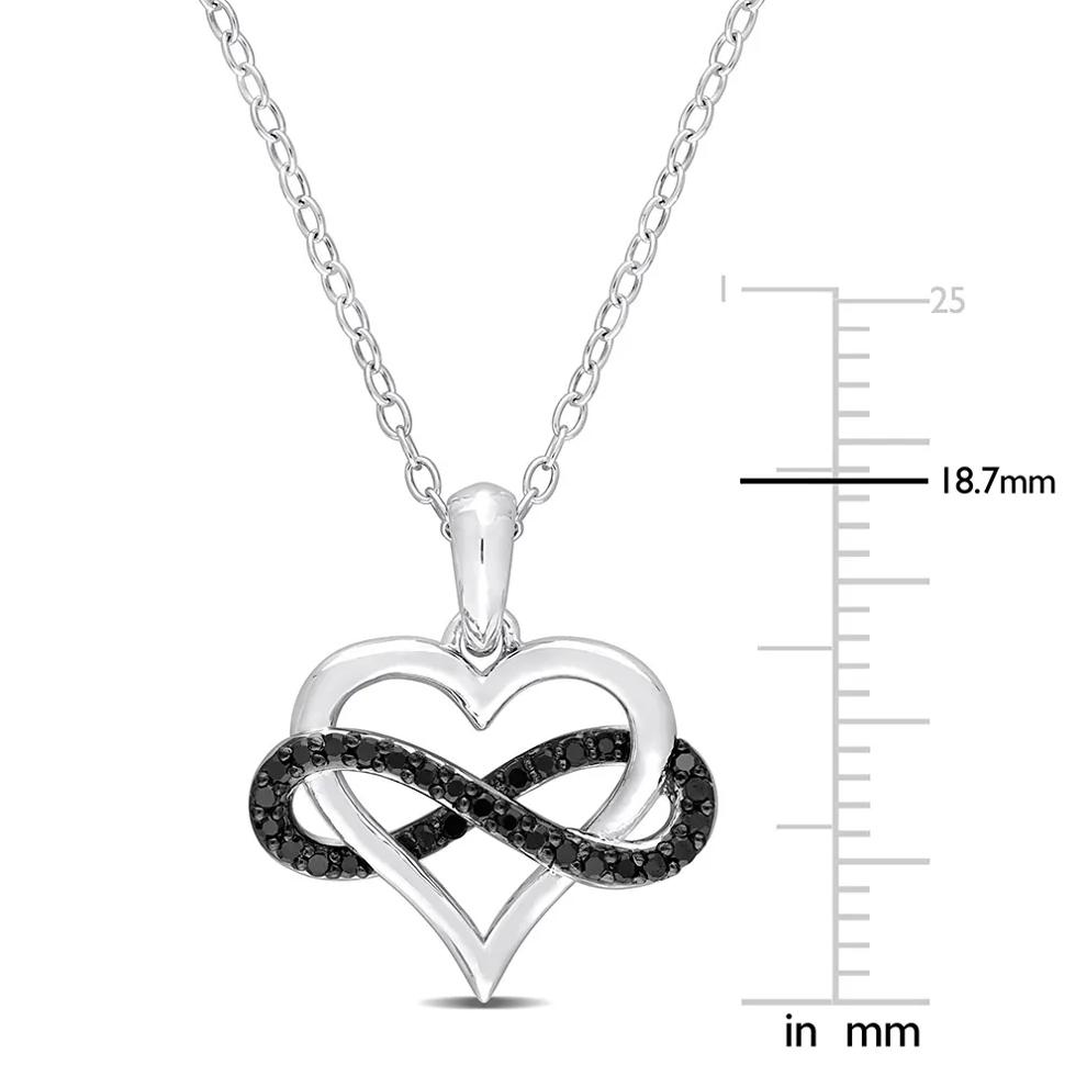 Black Diamond Infinity Heart Pendant in Sterling Silver (1/7 ct. tw.) – Image 2 of 3