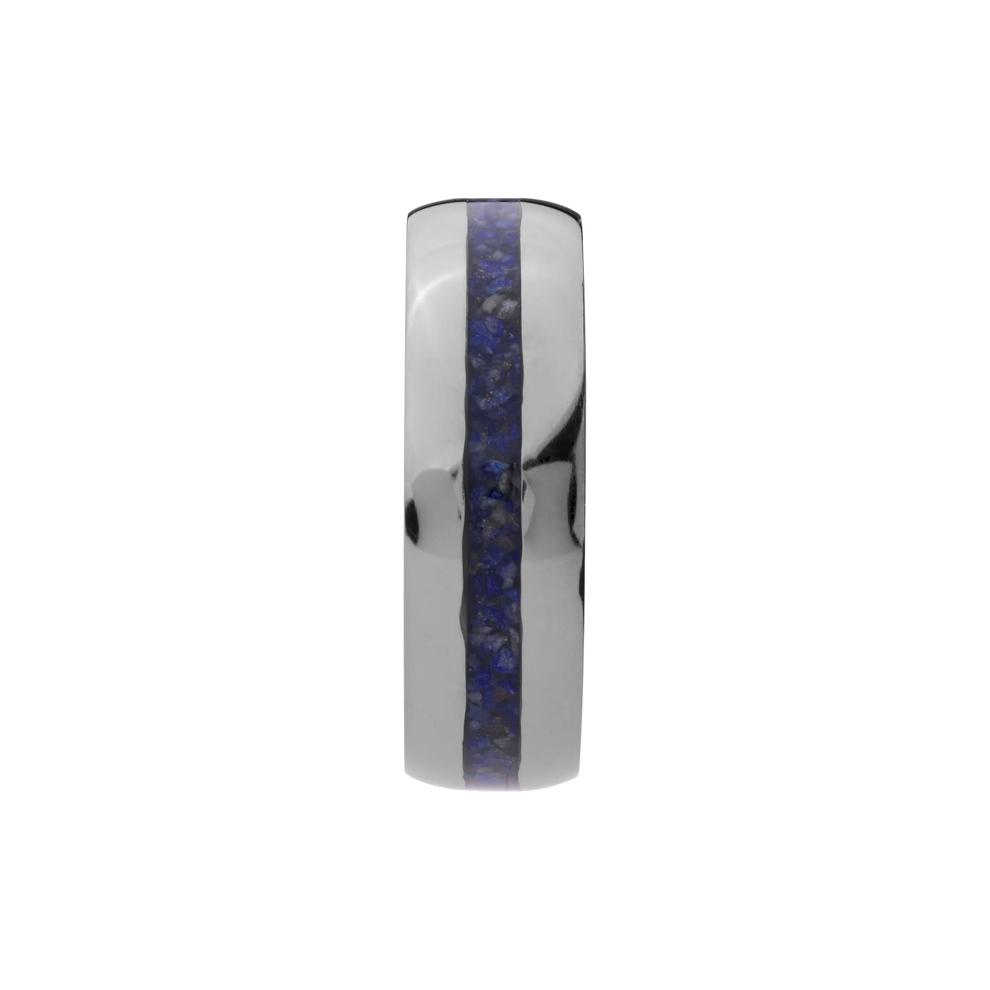 Men&rsquo;s Lapis Mosaic Inlay Wedding Ring in Tantalum, 7MM – Image 3 of 3