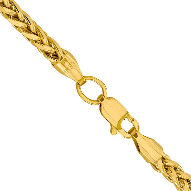 Semi-Solid Diamond-Cut Wheat Chain in 14K Yellow Gold, 3.1MM, 24" – Image 2 of 3