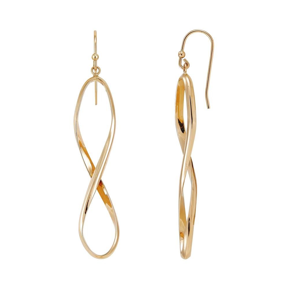 Polished Tube Infinity Dangle Earrings in 10K Yellow Gold – Image 3 of 3