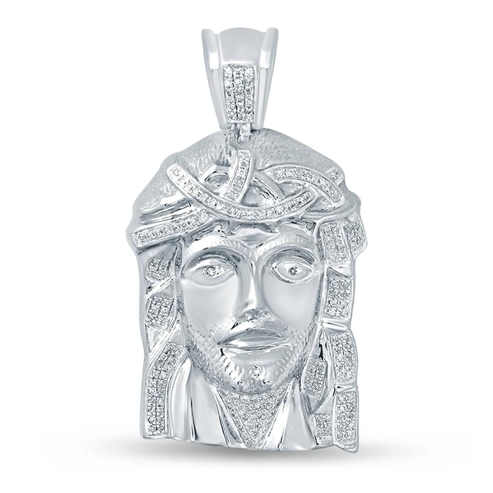 Men's Diamond Jesus Pendant in Sterling Silver – Image 1 of 2