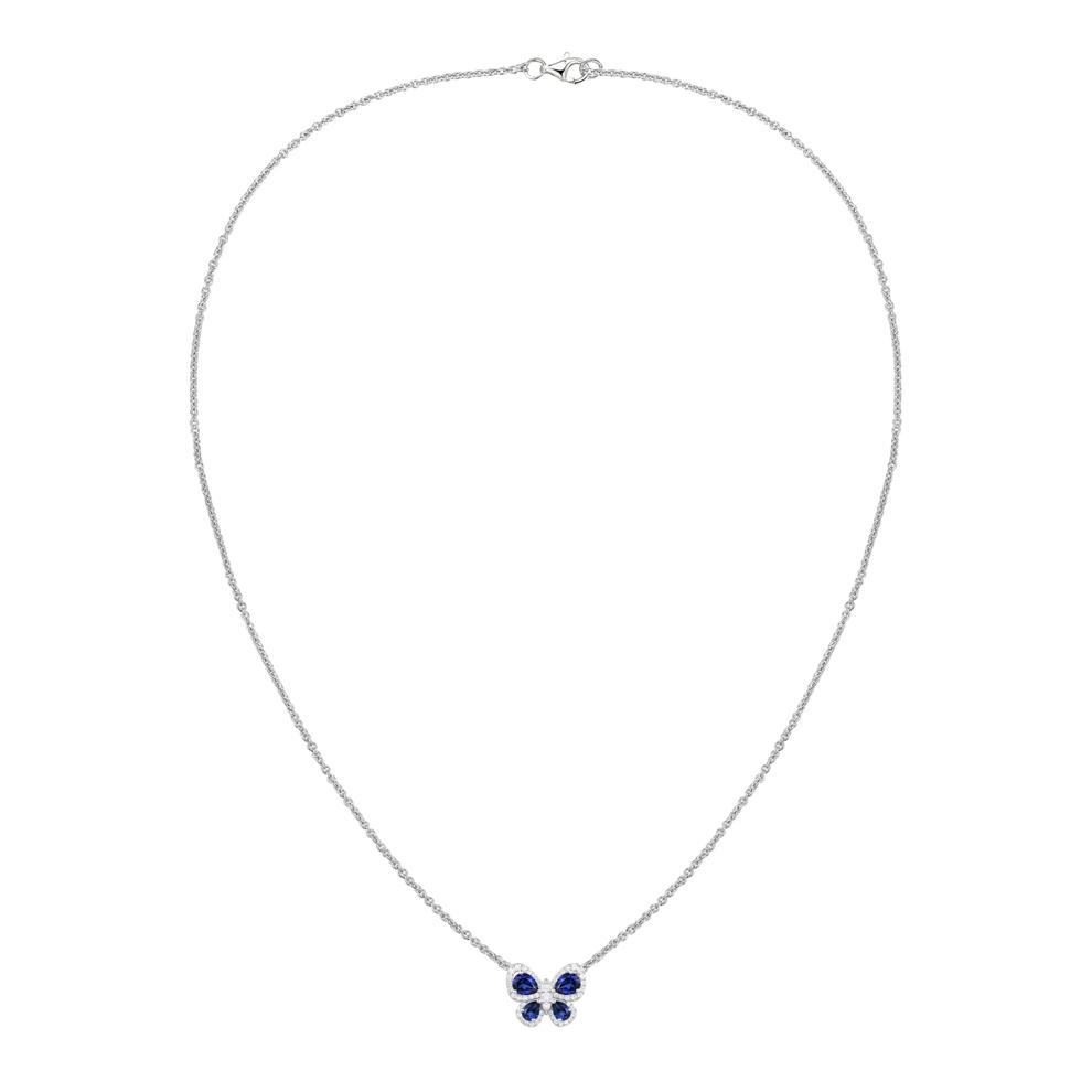 Lab-Created Blue Sapphire &amp; Lab-Created White Sapphire Butterfly Pendant Necklace in Sterling Silver – Image 4 of 4