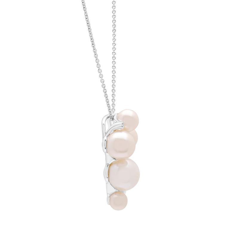 Diamond Accent and Freshwater Cultured Pearl Pendant in Sterling Silver – Image 3 of 4