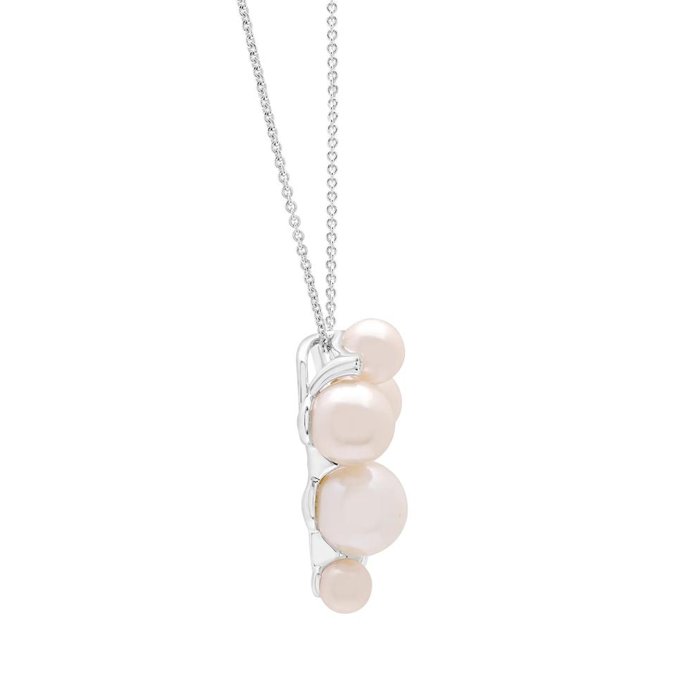 Diamond Accent and Freshwater Cultured Pearl Pendant in Sterling Silver – Image 3 of 4