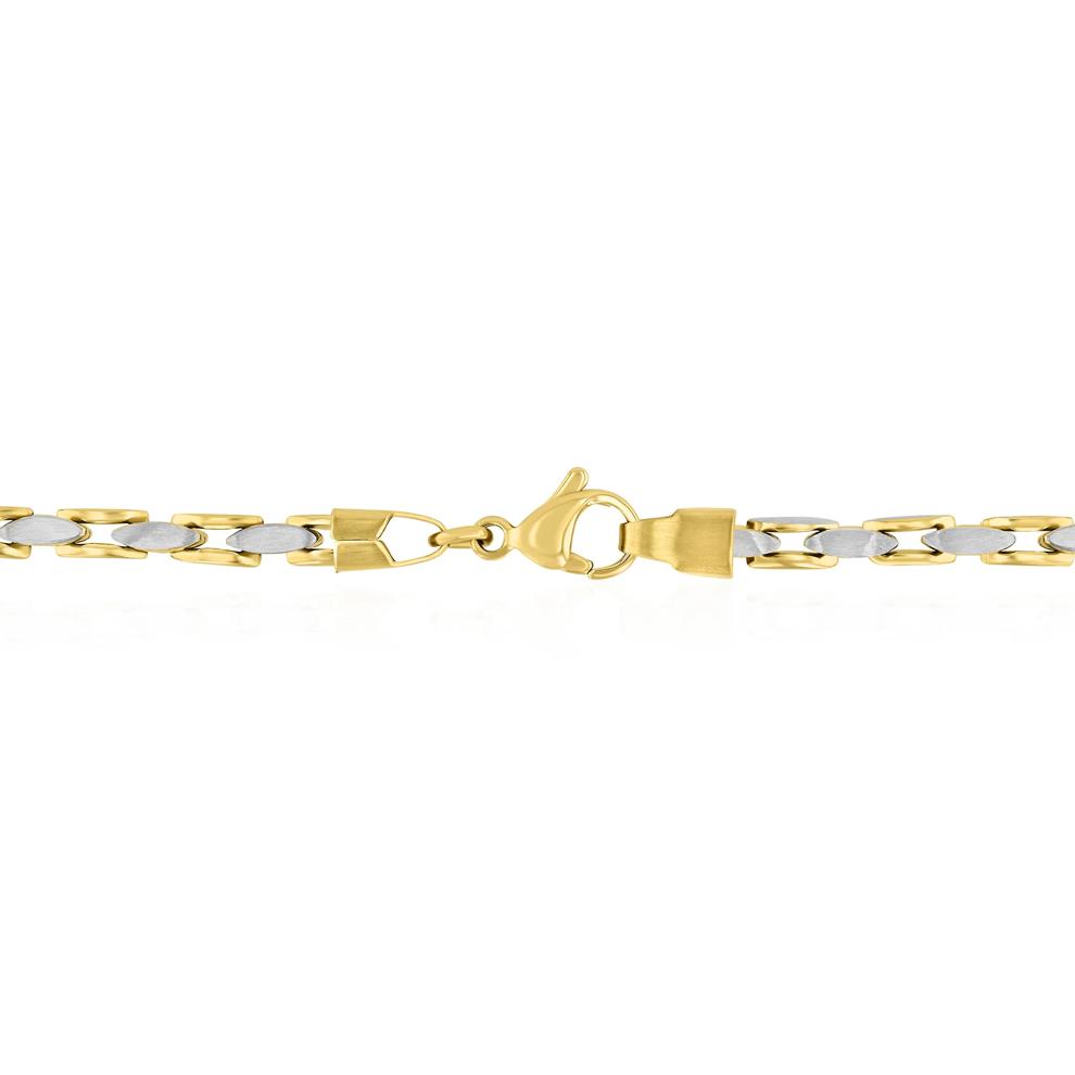Anchor Link Chain Necklace in Two-Tone Yellow Ion-Plated Stainless Steel, 24" – Image 2 of 3