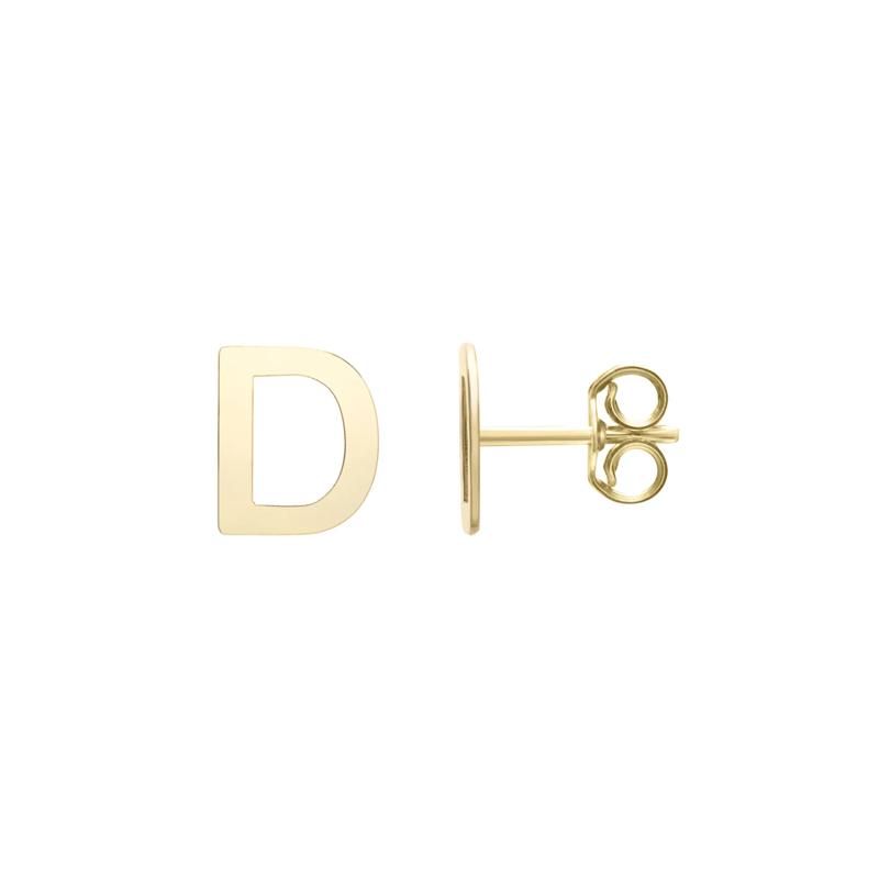 Initial Stud Earrings Letter &ldquo;D&rdquo; in 14K Yellow Gold – Image 1 of 1