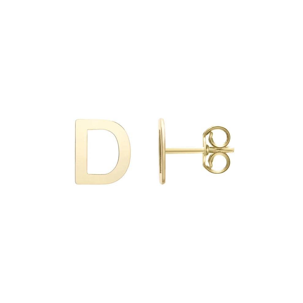 Initial Stud Earrings Letter &ldquo;D&rdquo; in 14K Yellow Gold – Image 1 of 1
