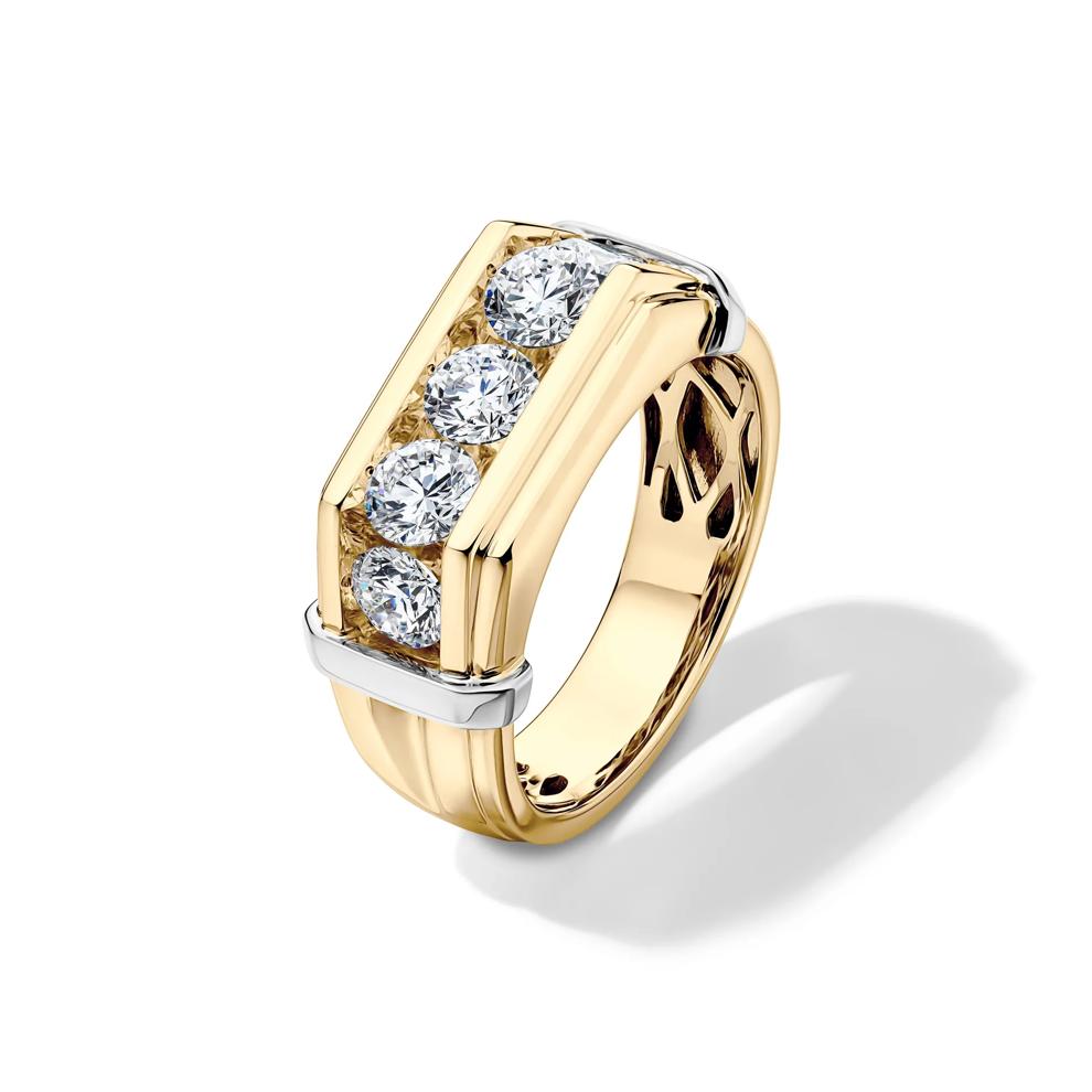 Lab Grown Diamond Men's Five-Stone Ring in 10K White &amp; Yellow Gold (2 ct. tw.) – Image 4 of 4