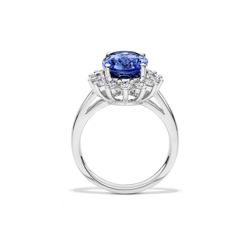 Oval Tanzanite &amp; Diamond Halo Ring in 14K White Gold (1 ct. tw.) – Image 2 of 4