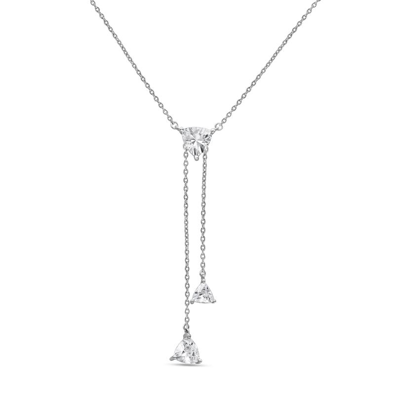 Lab Grown Trillion Diamond Lariat Necklace in 14K White Gold &#40;1 1/2 ct. tw.&#41; – Image 1 of 3