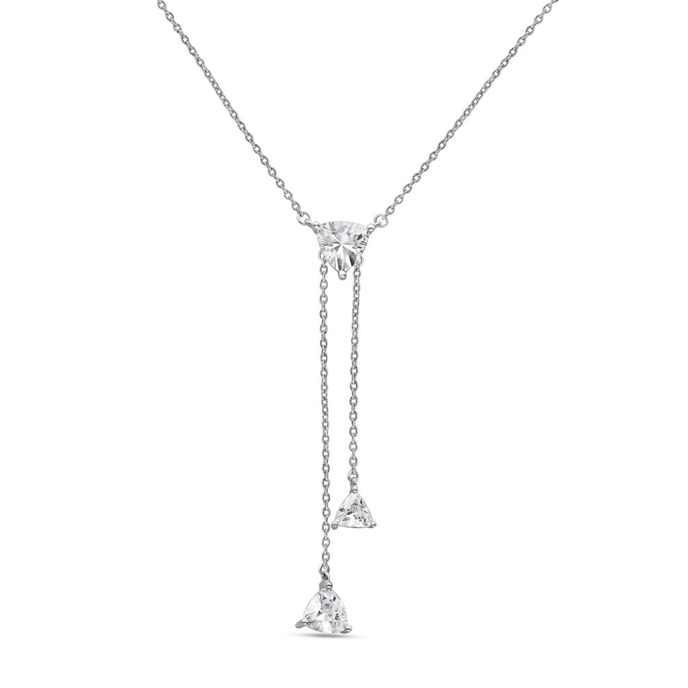 Lab Grown Trillion Diamond Lariat Necklace in 14K White Gold (1 1/2 ct. tw.) – Image 1 of 3