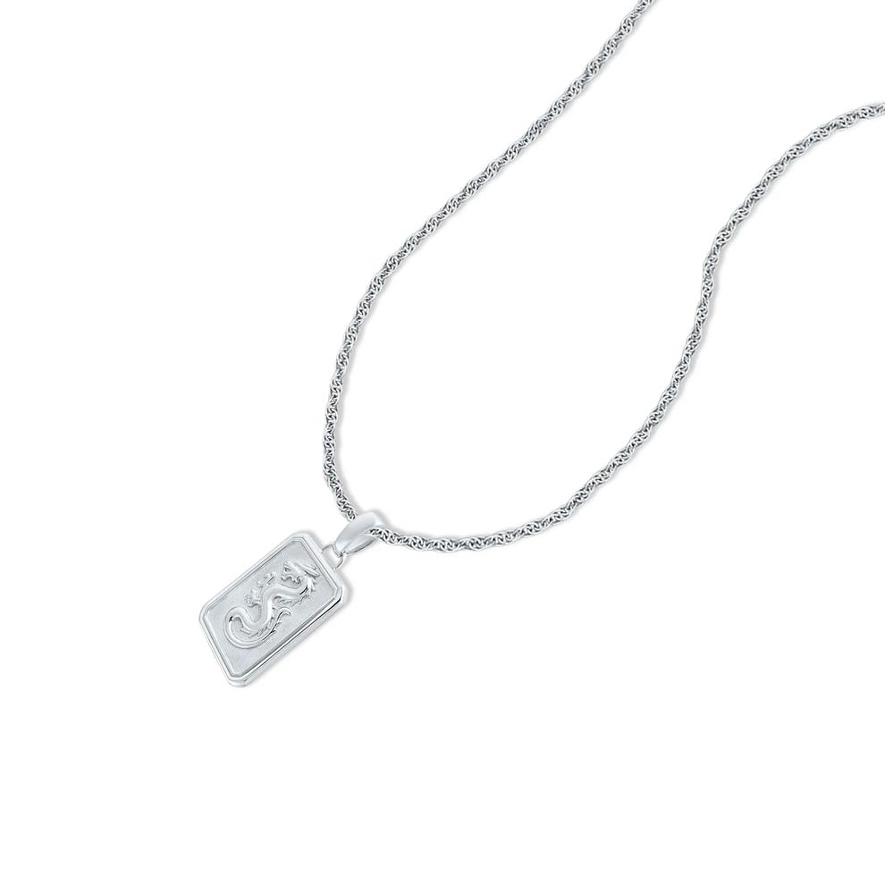Men's Diamond Accent Dragon Lock Pendant Necklace in Sterling Silver – Image 4 of 4