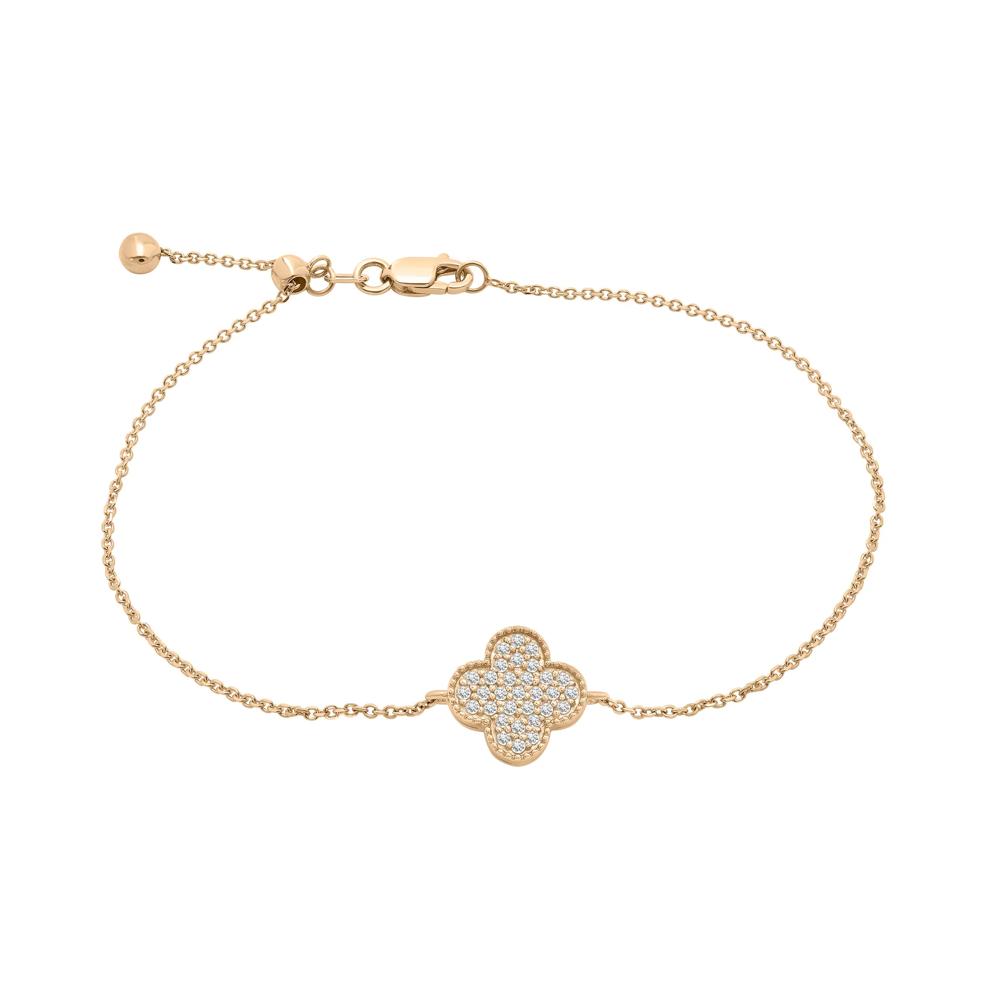 Diamond Clover Bracelet in 10K Yellow Gold (1/7 ct. tw.) – Image 1 of 1
