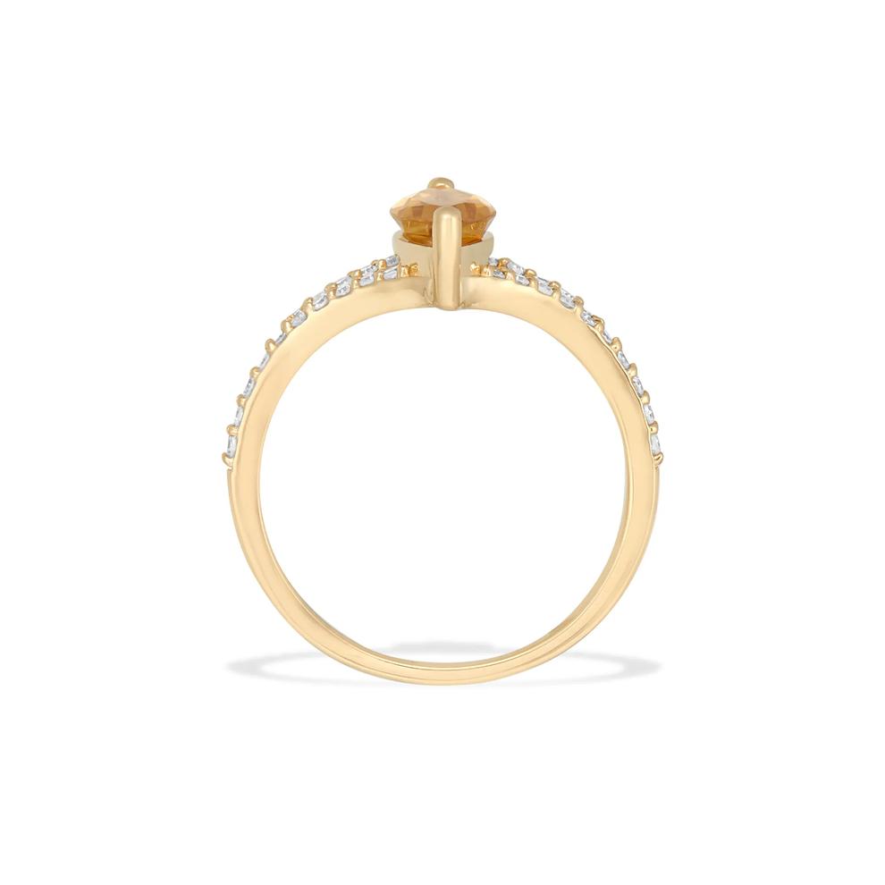 Marquise Citrine &amp; Diamond Split-Shank Ring in 10K Yellow Gold (1/7 ct. tw.) – Image 2 of 4
