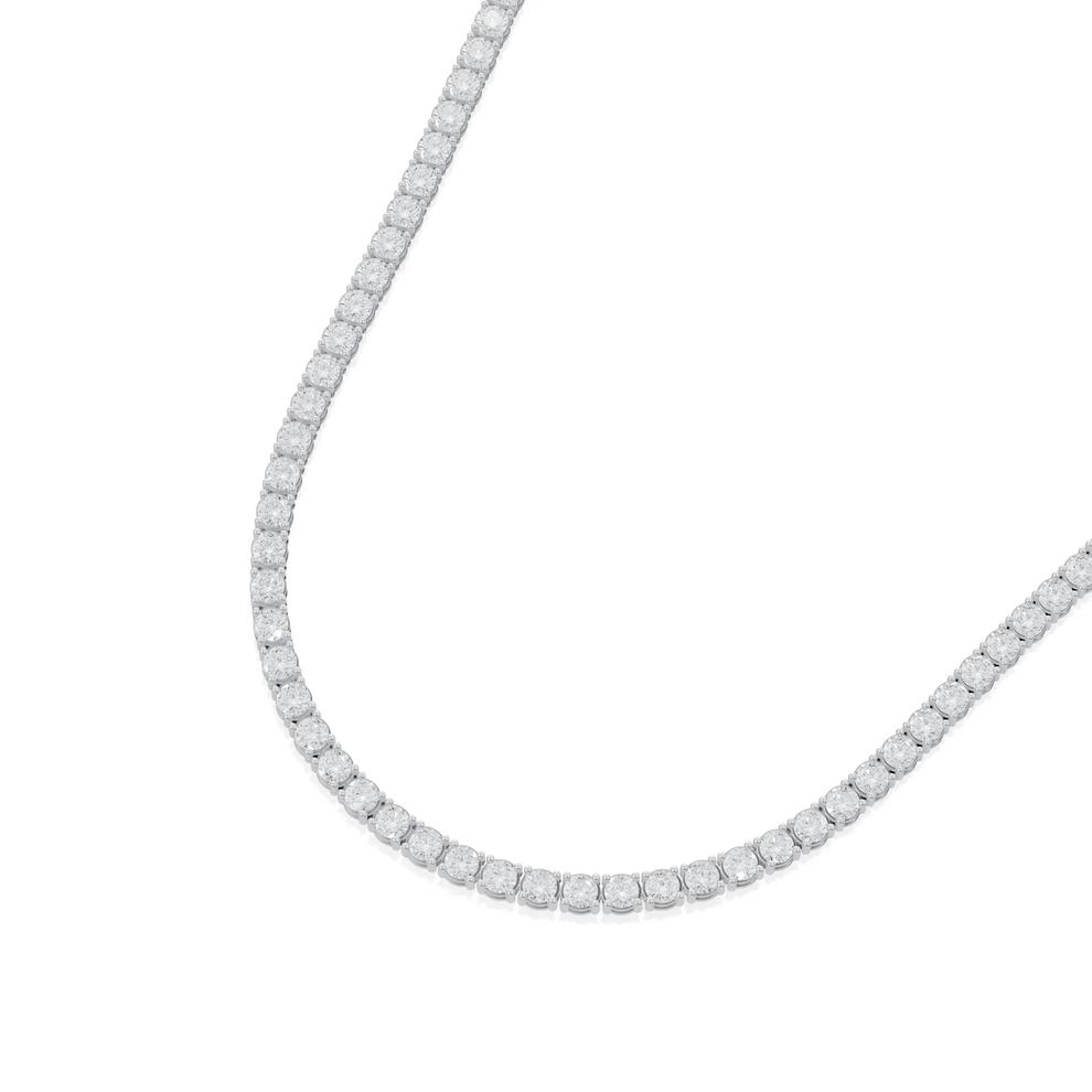 Lab Grown Diamond Round Tennis Necklace in 14K White Gold (10 ct. tw.) – Image 3 of 4